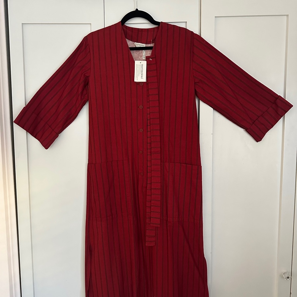 Marimekko Red stripped Long Sleeve Dress